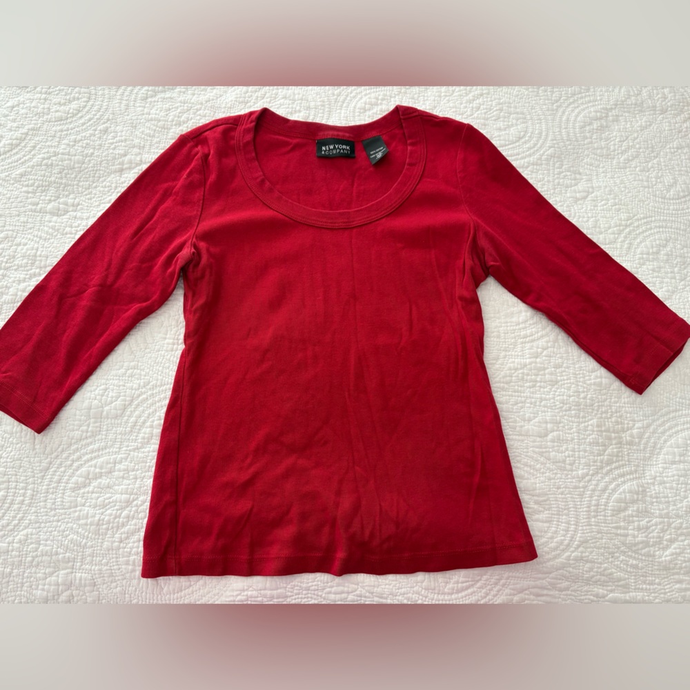 New York & Company Scarlet Cotton Top